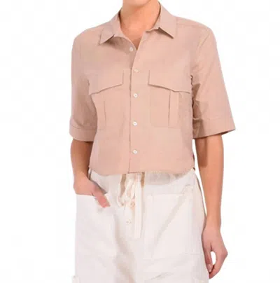 Cissa Safari Button Up Shirt In Paper Cotton Sand In Multi