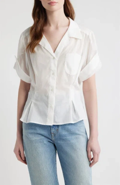 Cissa Sheer Cotton Button-up Shirt In White