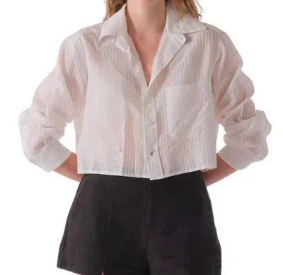 Cissa Shorty Cotton Silk Sheer Stripe Shirt In White