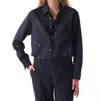 Cissa Shorty Cotton Silk Sheer Stripe Shirt In Navy In Blue
