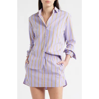 Cissa Slim Fit Stripe Cotton Button-up Shirt In Purple