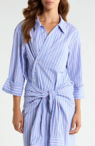 Cissa Small Asymmetrical Striped Wrap Shirt In Blue