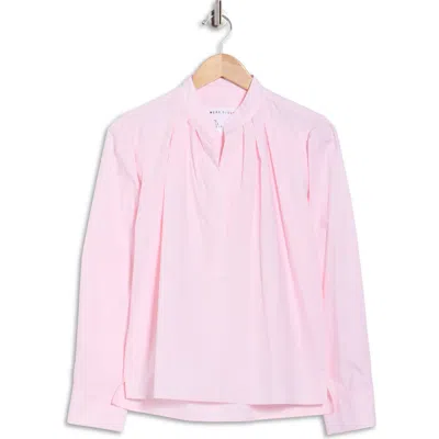Cissa Split Neck Puff Sleeve Top In Pink