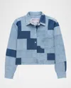 Cissa The Belle Patchwork Button-front Shirt In Blue