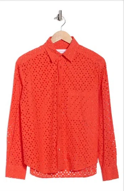 Cissa The Daily Eyelet Cotton Shirt In Orange