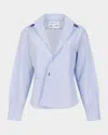 Cissa The Daily Striped Asymmetric Button-front Shirt In Sussex Stripe