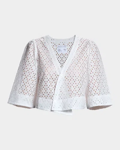 Cissa The Lady Eyelet Button-front Wrap Top In Au Naturel