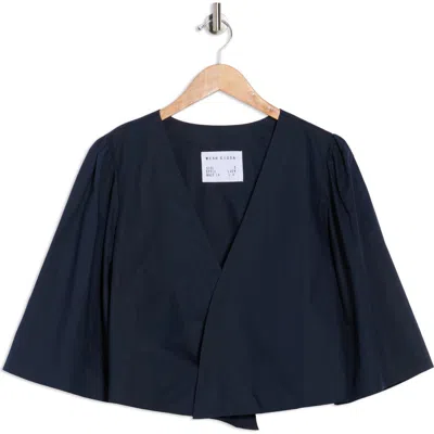 Cissa The Lady Puff Sleeve Wrap Top In Blue