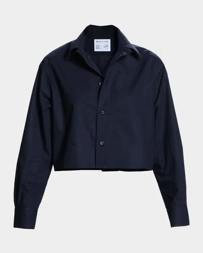 Cissa The Shorty Asymmetric Button-front Shirt In Navy Blue