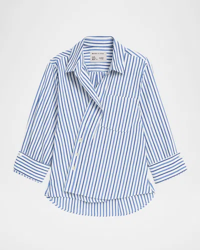 Cissa The Striped Wrap Overshirt In Blue