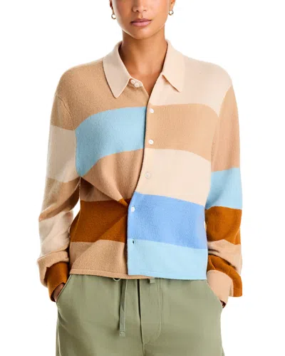 Cissa The Wool & Cashmere Rugby Stripe Cardigan In Multi