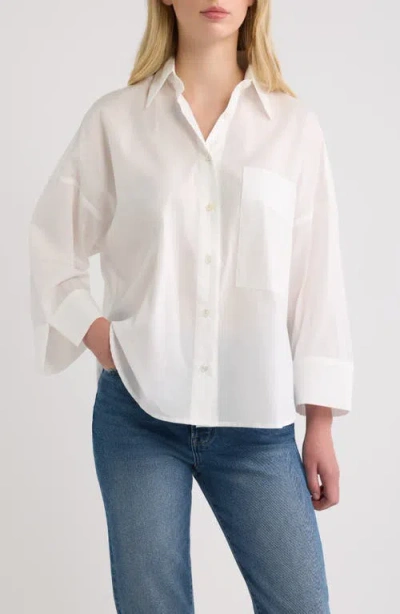 Cissa Three-quarter Sleeve Cotton Shirt In White