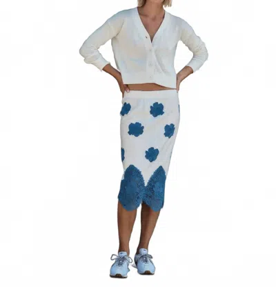 Cissa Venetian Embroidery Summer Pencil Midi Skirt In Sea Lace In White