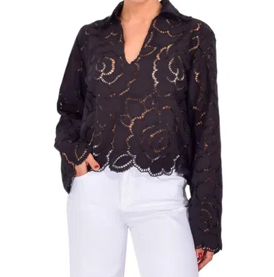 Cissa Victorian Blouse In Black In Purple