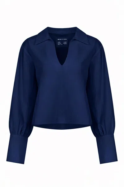 Cissa Women's Victorian Cotton Lawn Shirt In Navy Blue