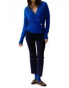 Cissa Wrap Long Sleeve Cardigan In Yves Blue Cashmere In Blue