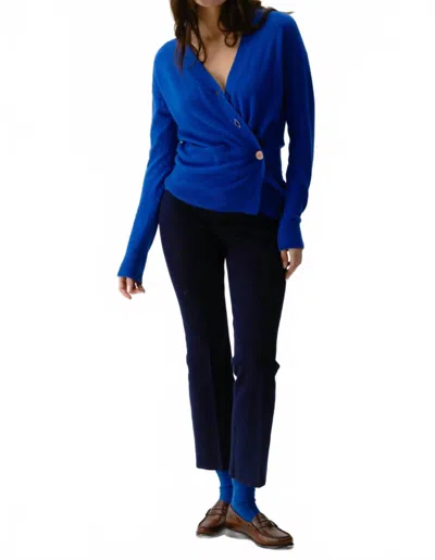 Cissa Wrap Long Sleeve Cardigan In Yves Blue Cashmere