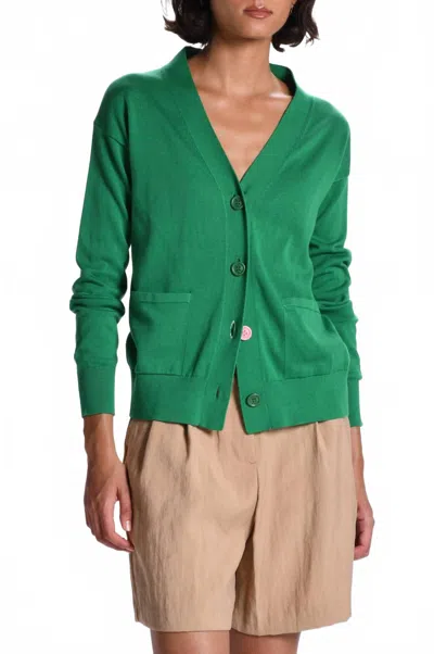 Cissa Wrap V Neck Cardigan In Grass In Green