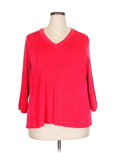 Pre-owned Citi Knits 3/4 Sleeve Top Red V Neck Tops