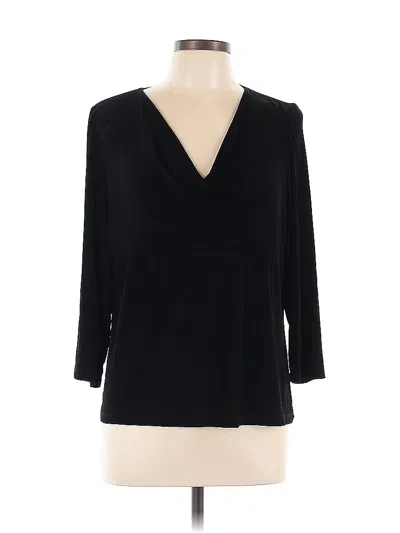 Pre-owned Citiknits 3/4 Sleeve Top Black Open Neckline Tops