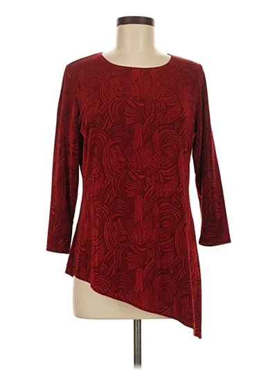 Pre-owned Citiknits 3/4 Sleeve Top Burgundy Boatneck Tops