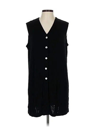 Pre-owned Citiknits Sleeveless Button Down Shirt In Black
