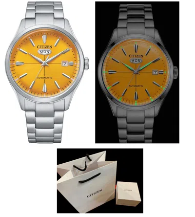 Pre-owned Citizen Ø 40m S Steel Nh8391-51z Yellow Dial C7 Series Automatic Day-date