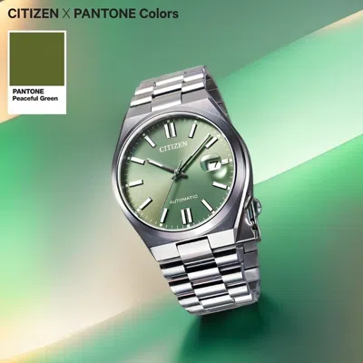 Pre-owned Citizen Ø40mm  X Pantone Collection Limited 1999 Pcs Nj0158 W/box In Green