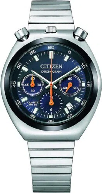 Pre-owned Citizen An3660-81l Tsuno Chronograph Record Label Bullhead Blue Dial Watch Men
