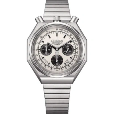 Pre-owned Citizen An3700-62a Tsuno Chronograph Quartz Silver Tone White Dial