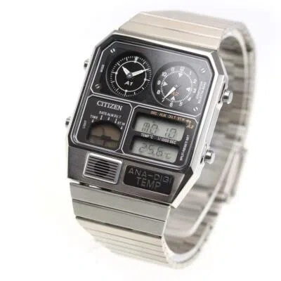 Pre-owned Citizen Ana-digi Temp Jg2101-78e Black Silver Quartz Men Watch In Box