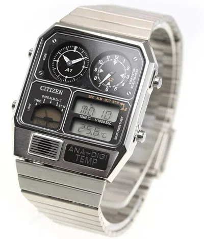 Pre-owned Citizen Ana-digi Temp Jg2101-78e Silver Analog Digital Men Watch From Japan