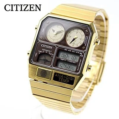 Pre-owned Citizen Record Label Ana-digi Temp Quartz Jg2103-72x Jg2103 Gold Japan