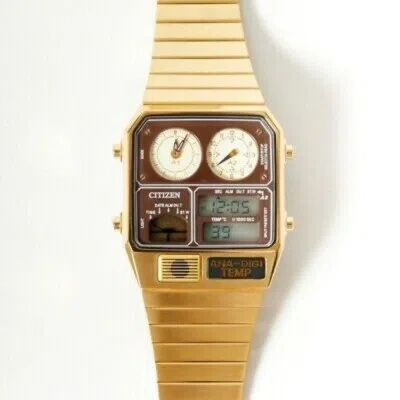 Pre-owned Citizen Ana-digi Temp Jg2103-72x Gold Men's Watch Quartz Wristwatch Stainless