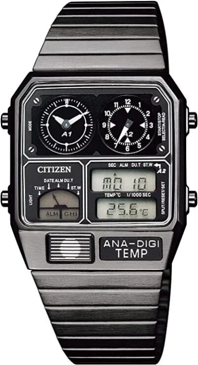 Pre-owned Citizen Ana-digi Temp Jg2105-93e Black Analog Digital Men Wrist Watch Quartz