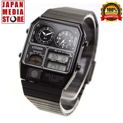 Pre-owned Citizen Ana-digi Temp Jg2105-93e Black Analog Digital Men Watch Free Shipping
