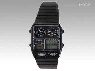 Pre-owned Citizen Ana-digi Temp Jg2105-93e Black Mens Watch From Japan Dhl Fast Ship