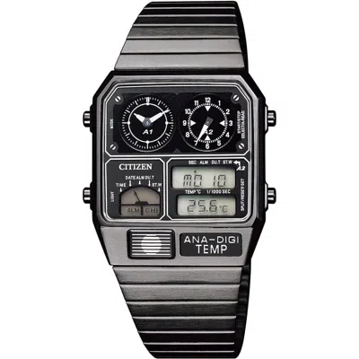Pre-owned Citizen Ana-digi Temp Jg2105-93e Black Reproduction Analog Digital Men's Watch