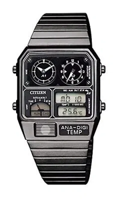 Pre-owned Citizen Ana-digi Temp Reprint Model Watch Black Jg2105-93e