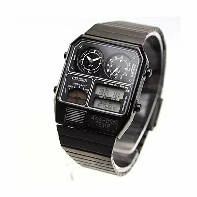 Pre-owned Citizen Ana-digi Temp Reprint Model Watch Black Jg2105-93e From Japan F/s