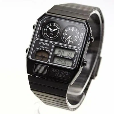 Pre-owned Citizen Ana-digi Temp Reproduction Model Watch Black Jg2105-93e From Japan