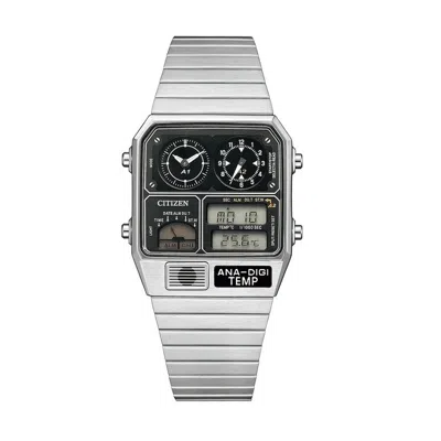 Pre-owned Citizen Ana-digi Temp Reproduction Model Watch Silver Jg2101-78e