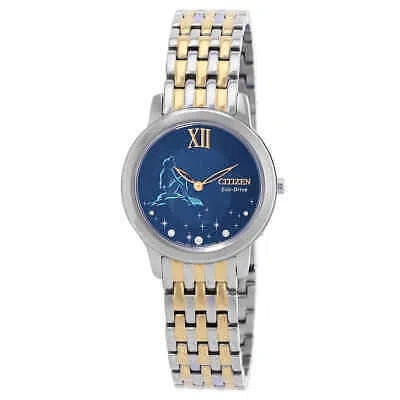 Pre-owned Citizen Ariel Diamond Disney Princess Blue Dial Ladies Watch Ex1499-50w