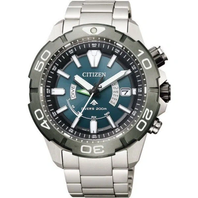 Pre-owned Citizen As7145-69l Promaster Eco-drive Radio Marine Series Diver 200m Watch