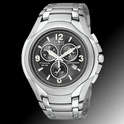 Pre-owned Citizen At0940-50e Titanium 100 Meters Chronograph Men's Watch Free Shipping
