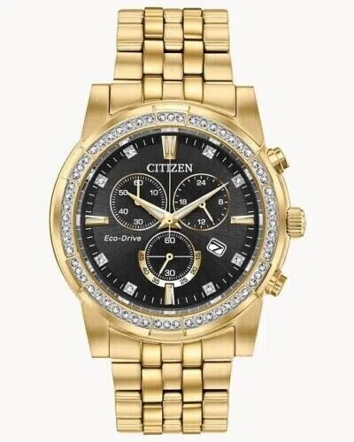Pre-owned Citizen At2452-52e Corso Chronograph Swarovski Crystal Gold-tone Mens Watch $550