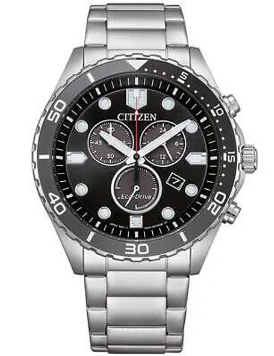 Pre-owned Citizen At2568-82e Mens Watch Eco-drive Chronograph 43mm 10atm