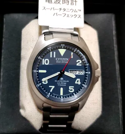 Pre-owned Citizen At6080-53l Promaster Ecodrive Titanium Solar Men's Watch Silver Japan