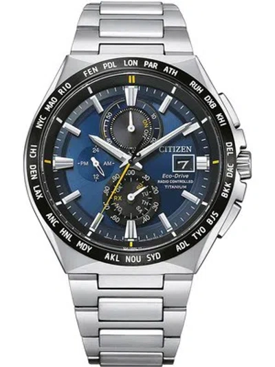 Pre-owned Citizen At8234-85l Eco-drive Radio Controlled Titanium Mens Watch 40mm 10atm