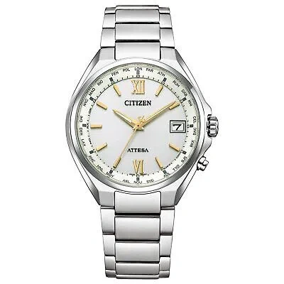 Pre-owned Citizen Atessa Radio Solar Waterproof Business White Cb1120-50c Men S Silve 673 In Silver